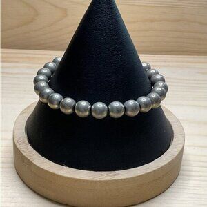 Gray Beaded Stretch Bracelet For Women & Men